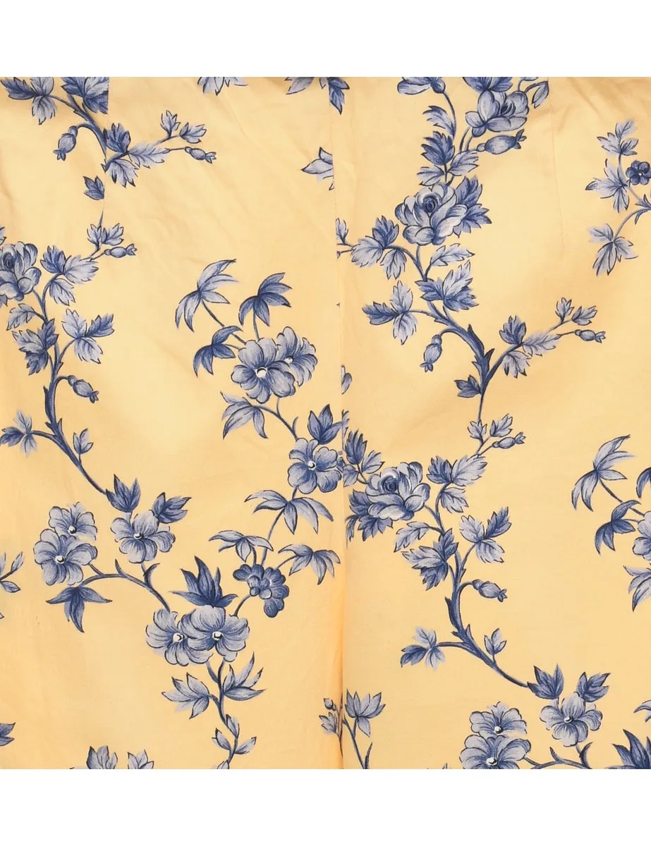 Floral Print Yellow & Purple Trousers - W32 L32