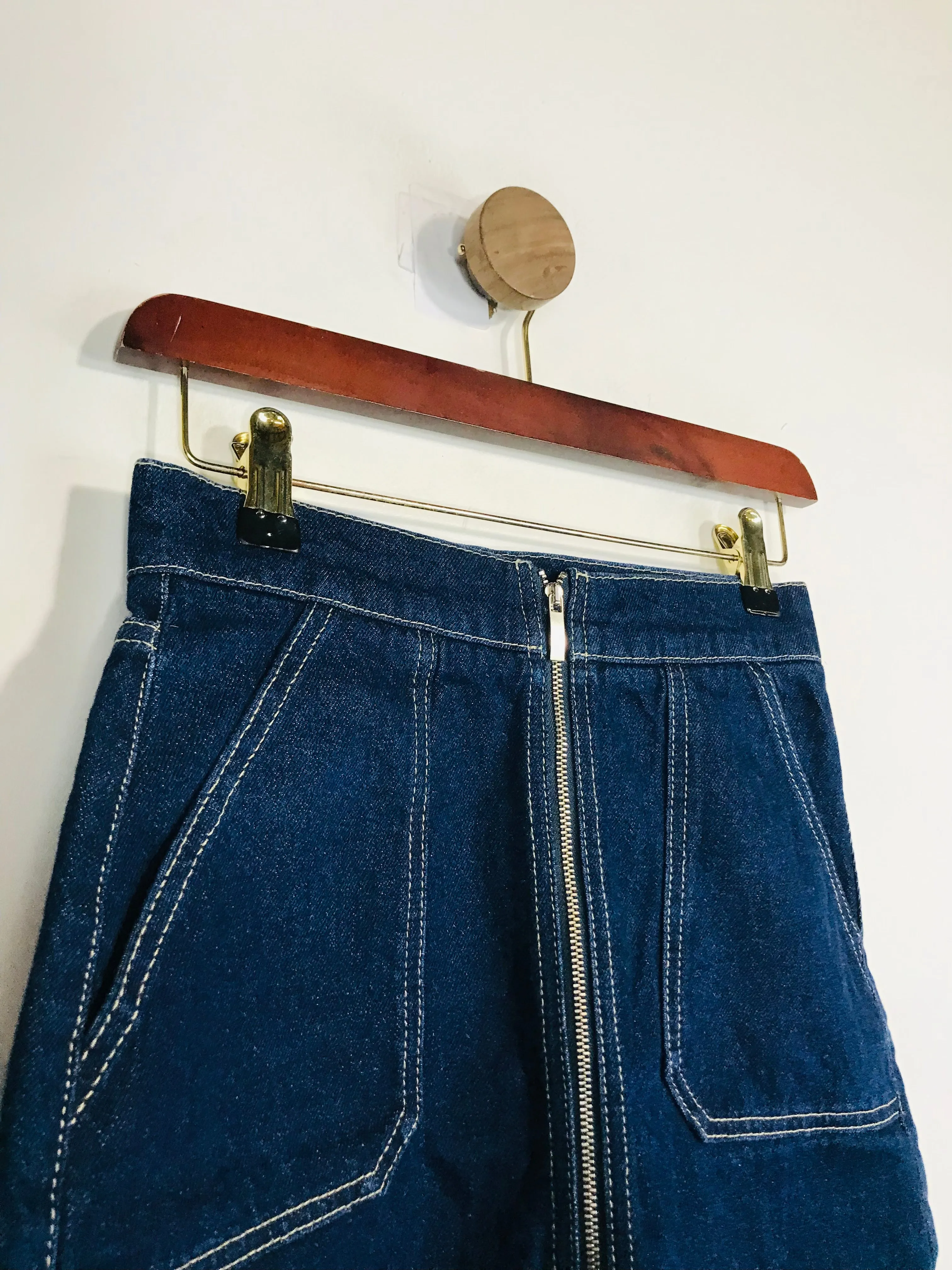 French Connection Women's Denim Zip Pencil Skirt | UK6 | Blue