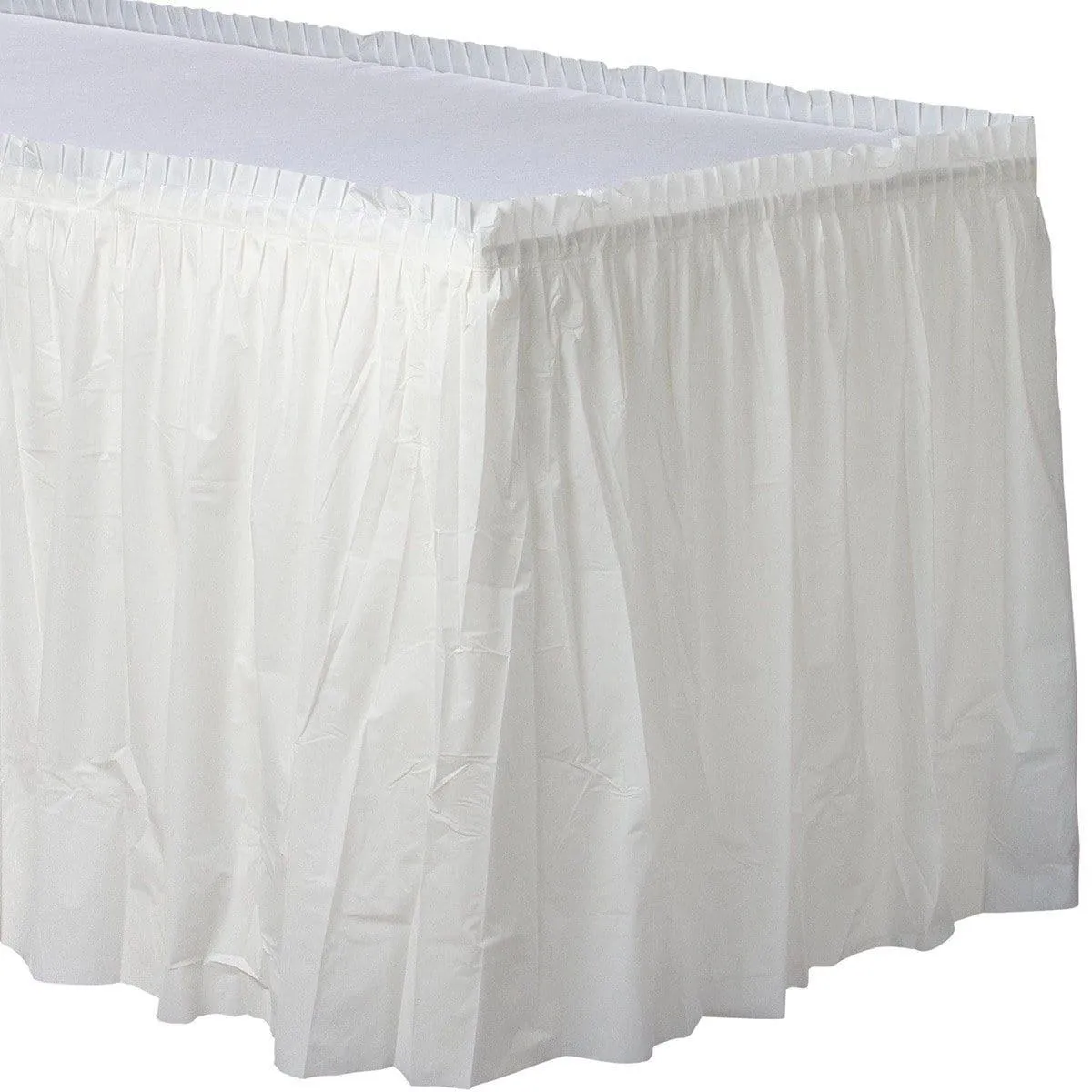 Frosty White Plastic Table skirt