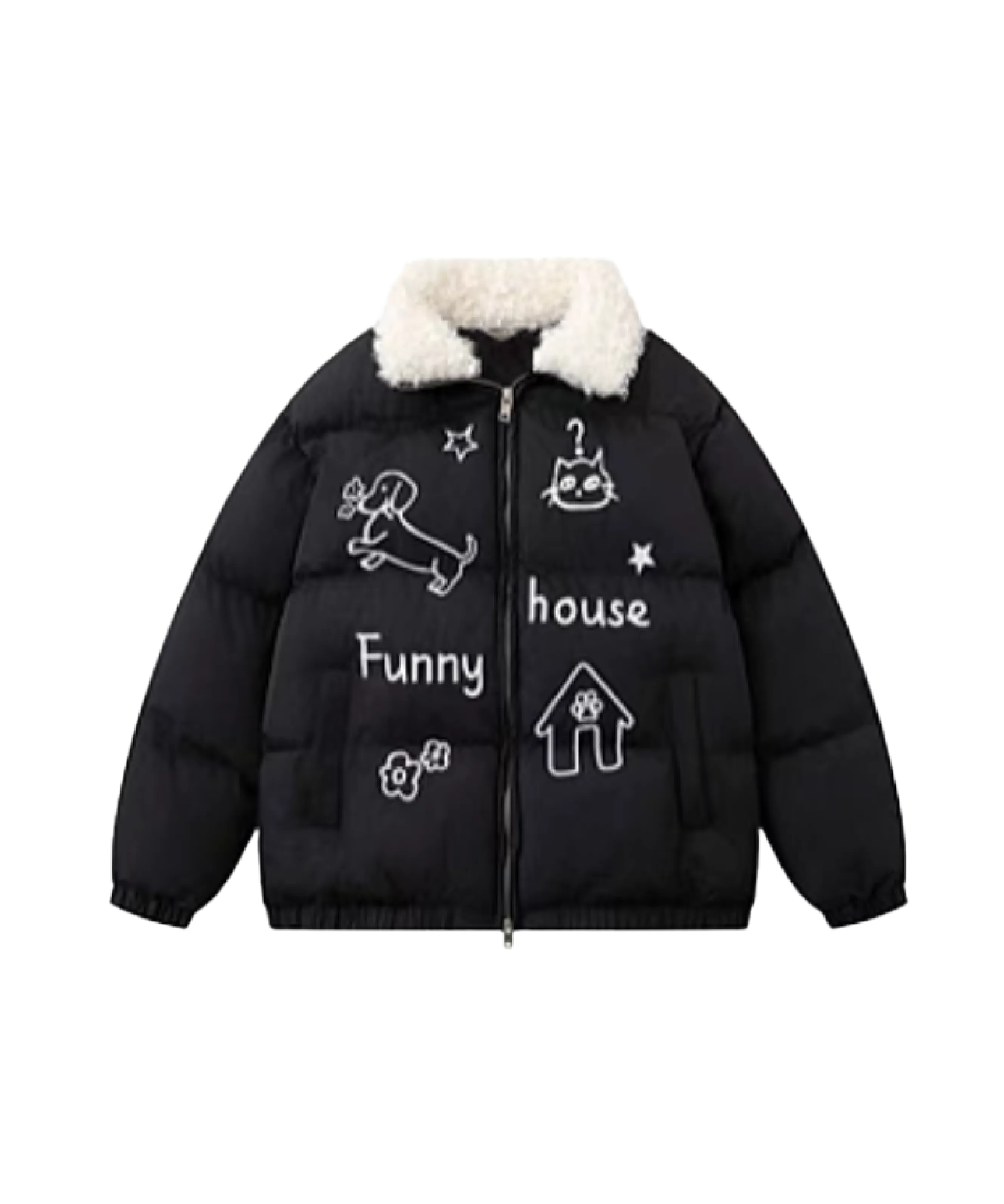 Funny Animal Sketch Down Coat
