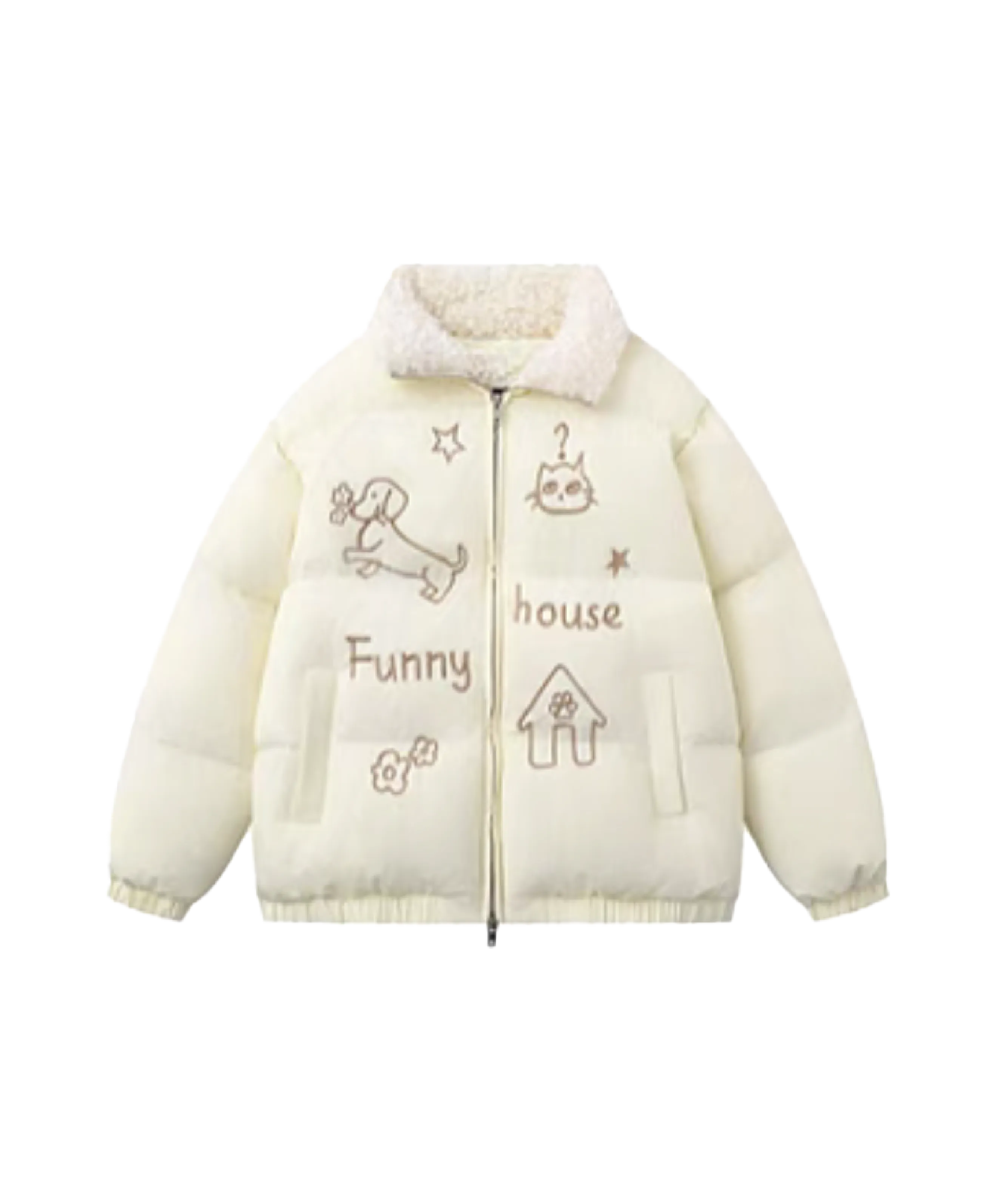 Funny Animal Sketch Down Coat