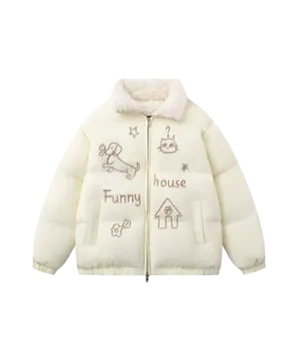 Funny Animal Sketch Down Coat
