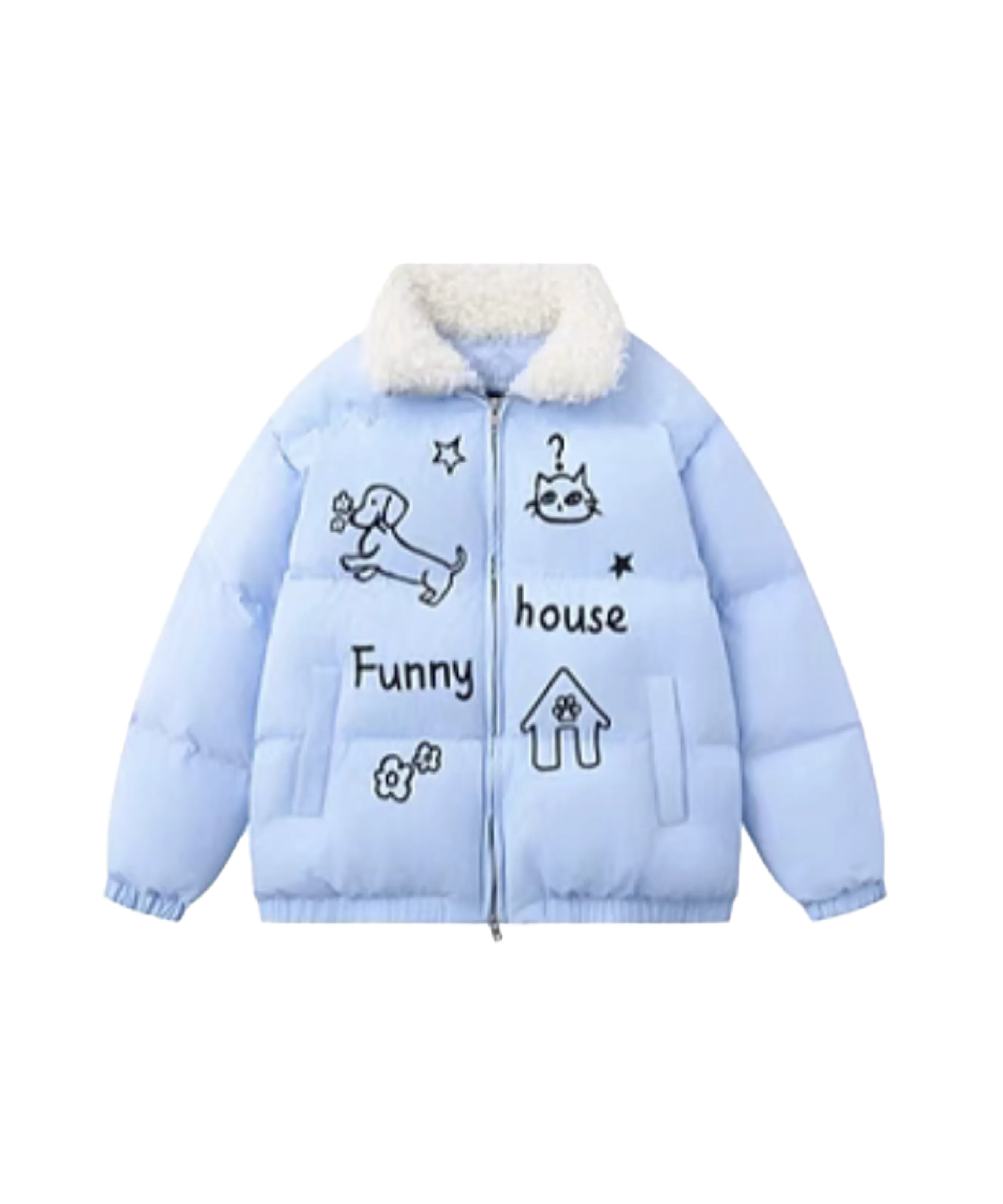 Funny Animal Sketch Down Coat