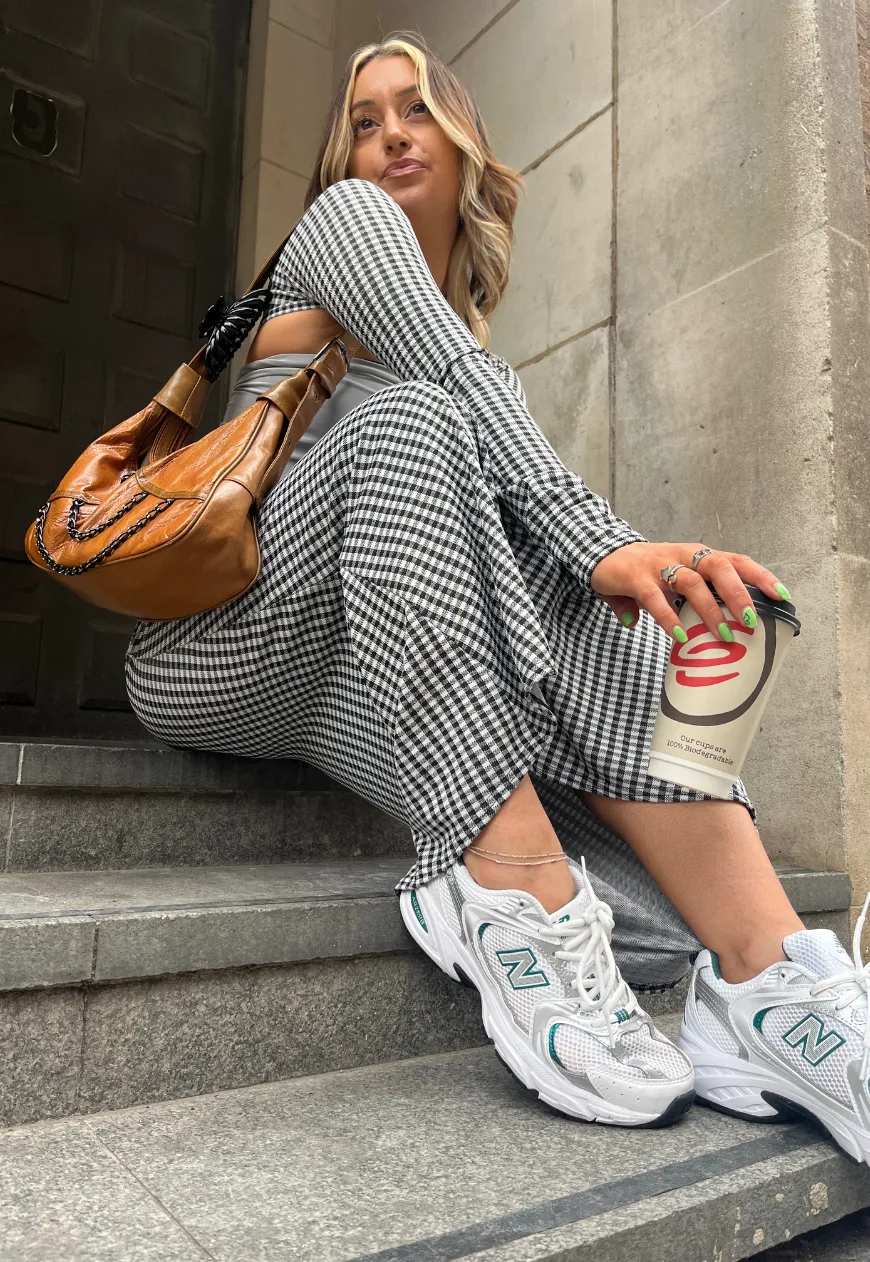 GINGHAM MID-RISE MAXI SKIRT