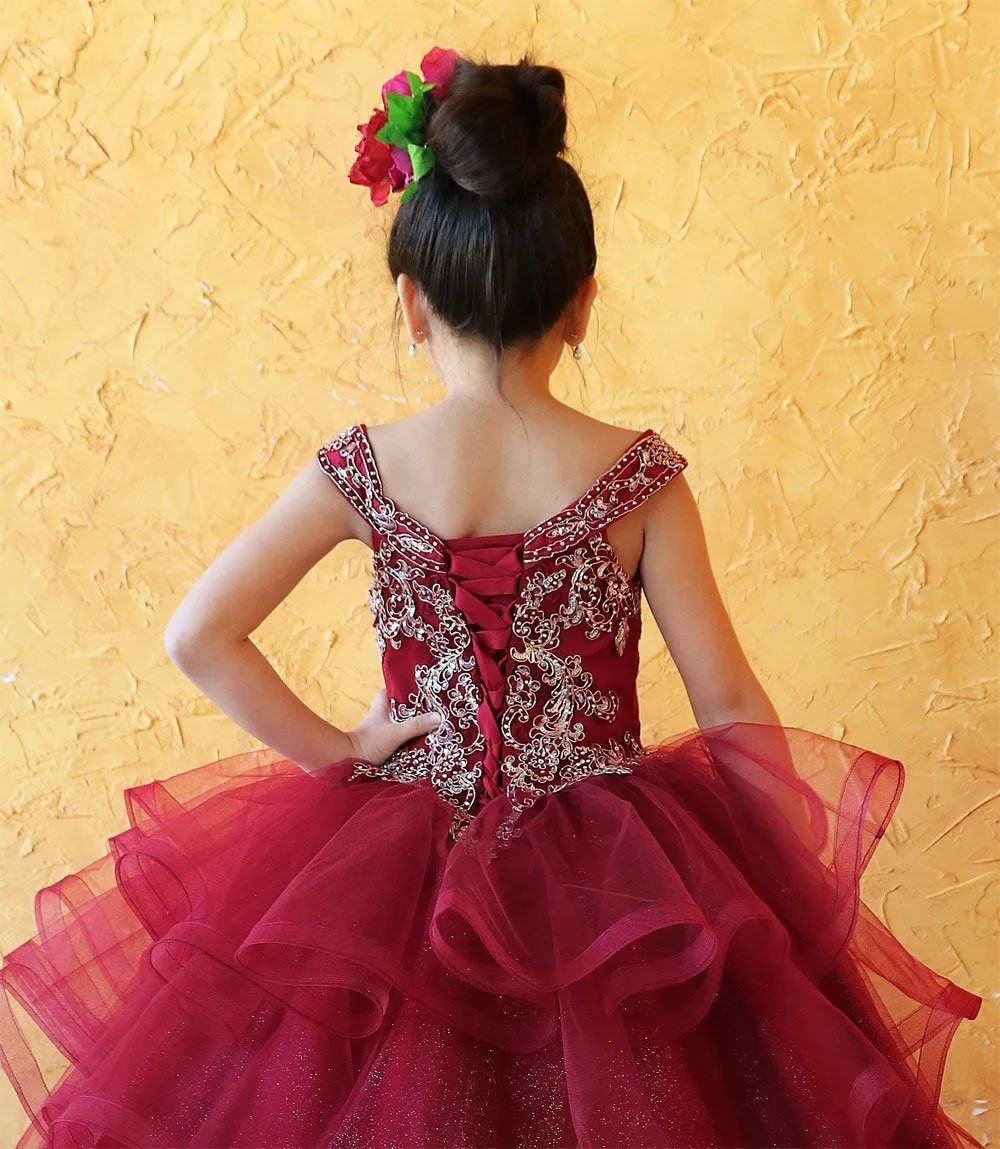 Girls Long Off Shoulder Layered Dress by Calla KY223