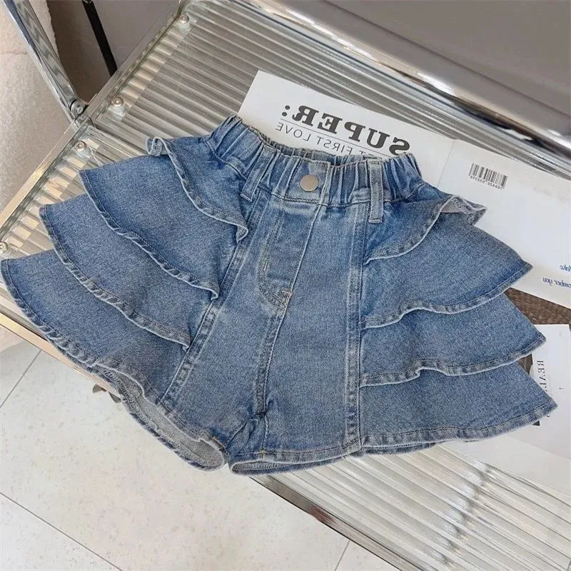 Girls Purple Top And Ruffled Shorts 2 Pcs Set