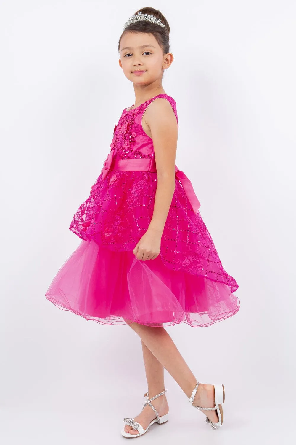 Girls Short Sequin Applique Dress by Cinderella Couture 9131