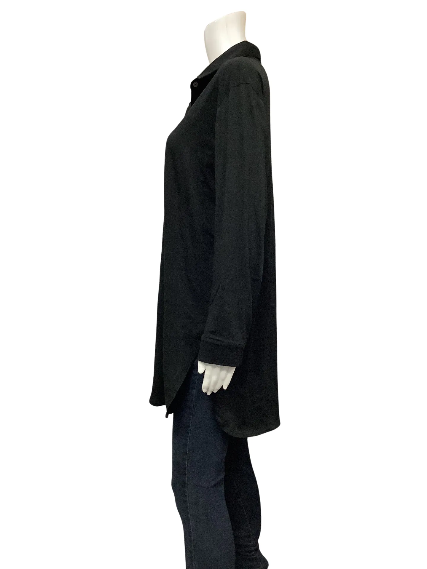 Goldie Women's Shirt Dress Black Tunic Long Sleeve Size: M