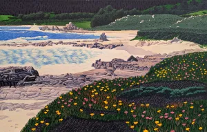 Ice Plant, Carmel - Limited Edition Woodblock Print by Gordon Mortensen