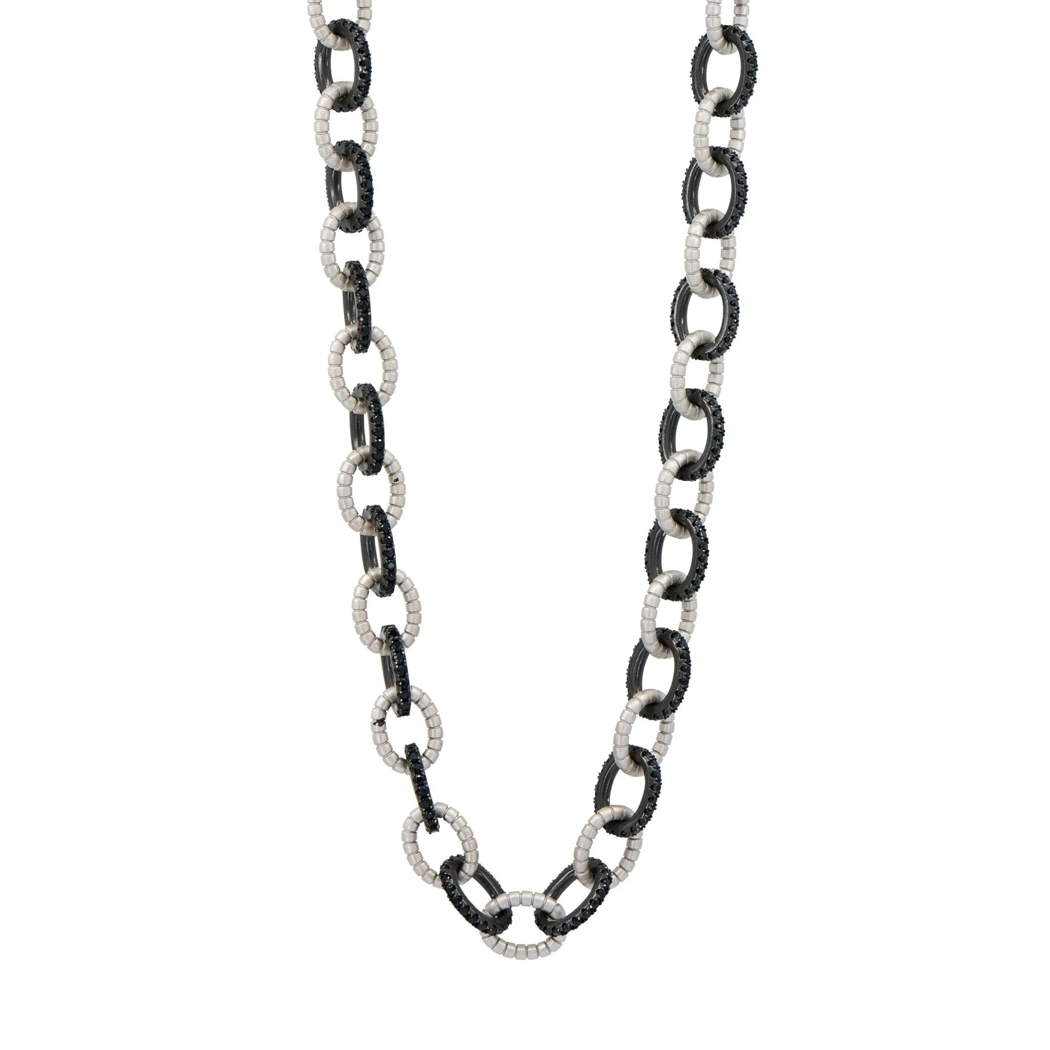 Industrial Finish Pavé Grit Chain Link Necklace - Limited Edition