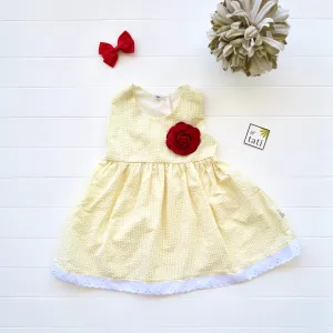 Iris Dress in Yellow Seersucker