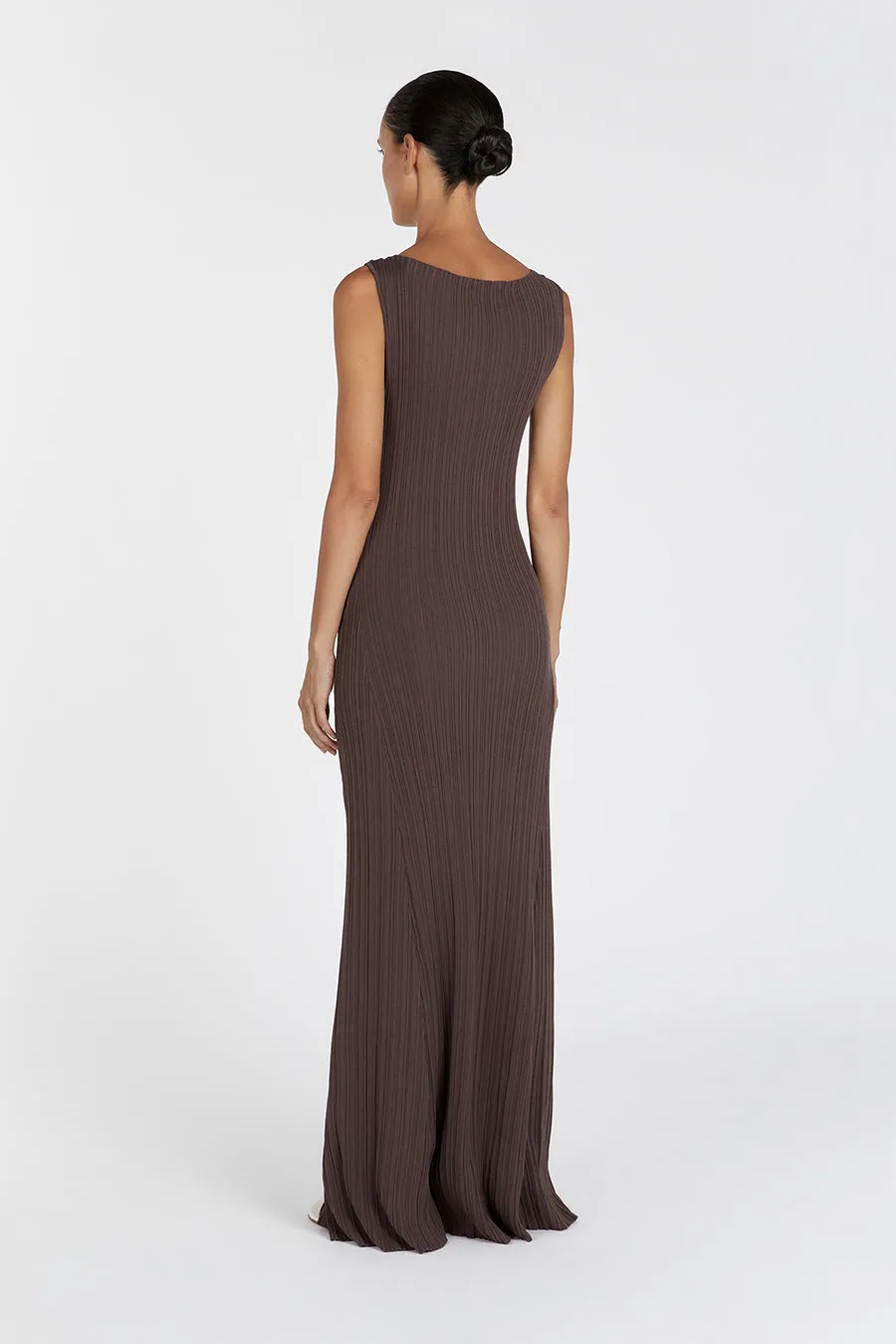IVY COFFEE SLEEVELESS MIDI DRESS