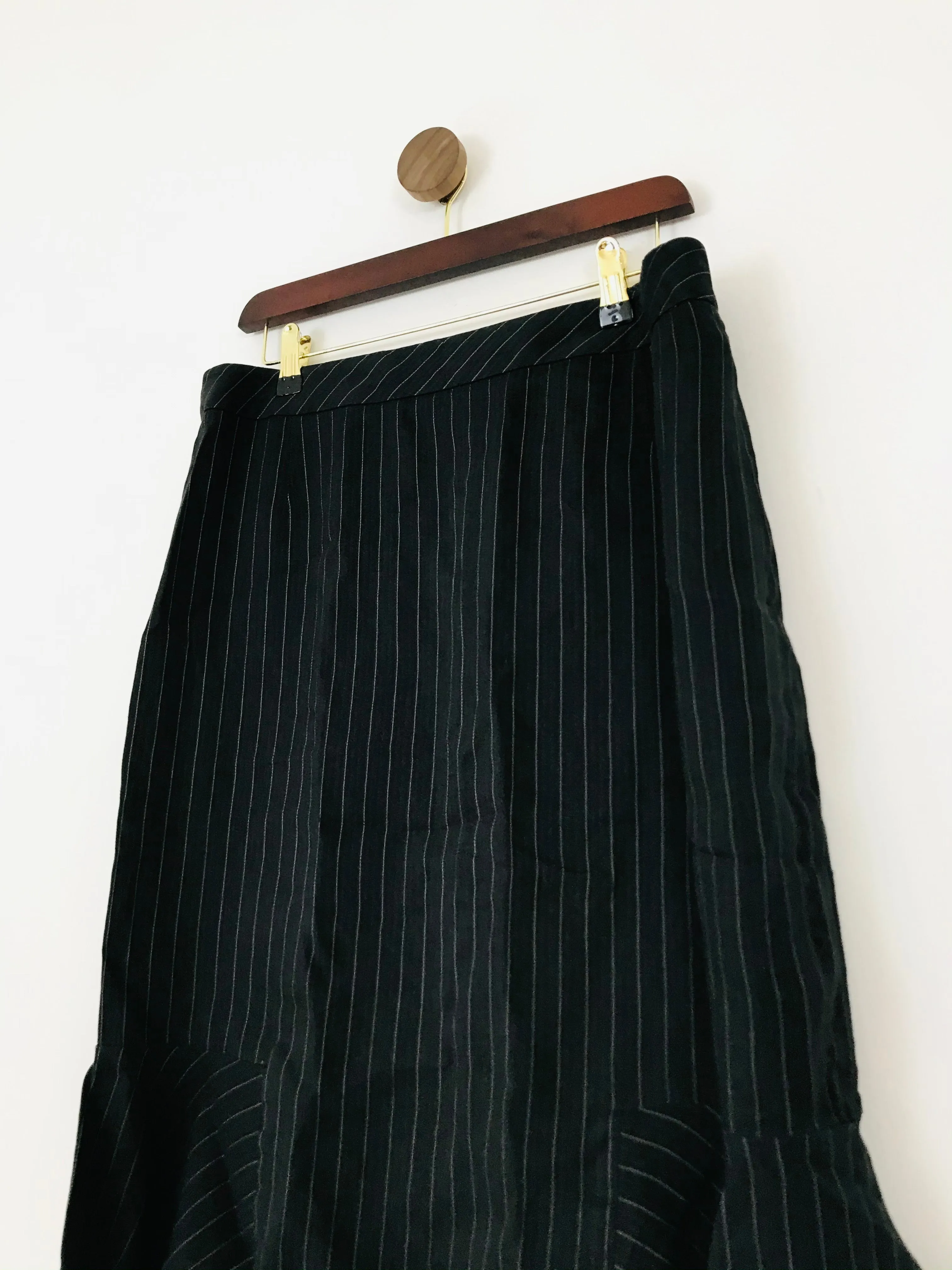 Jaeger Women’s Pinstripe Flared Hem Pencil Skirt | UK14 | Black
