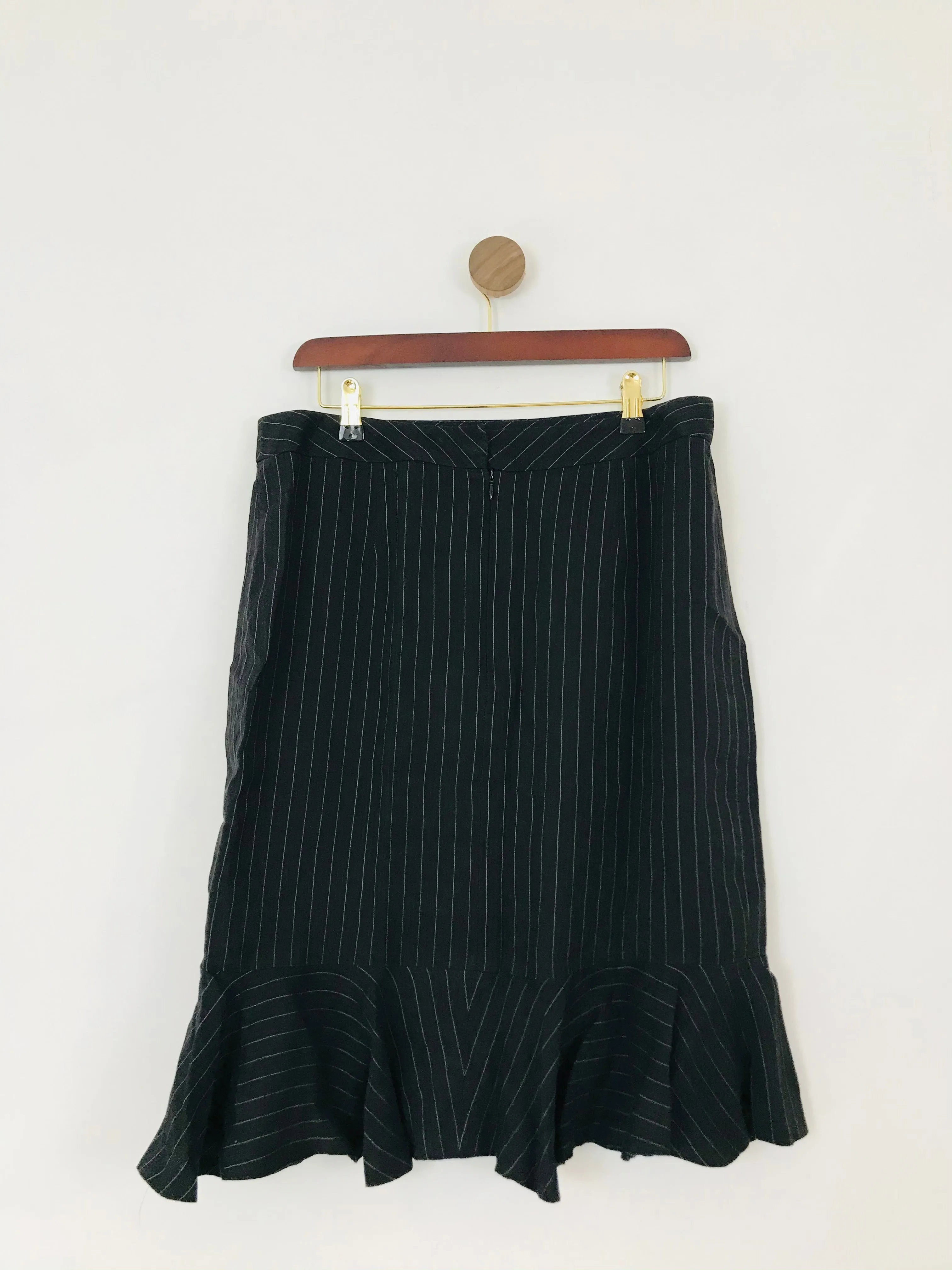 Jaeger Women’s Pinstripe Flared Hem Pencil Skirt | UK14 | Black