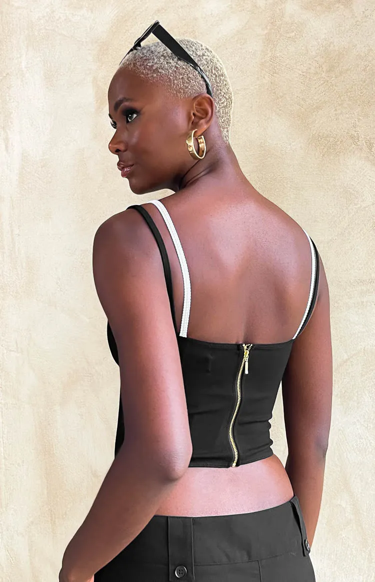 Junice Black Double Layered Crop Top