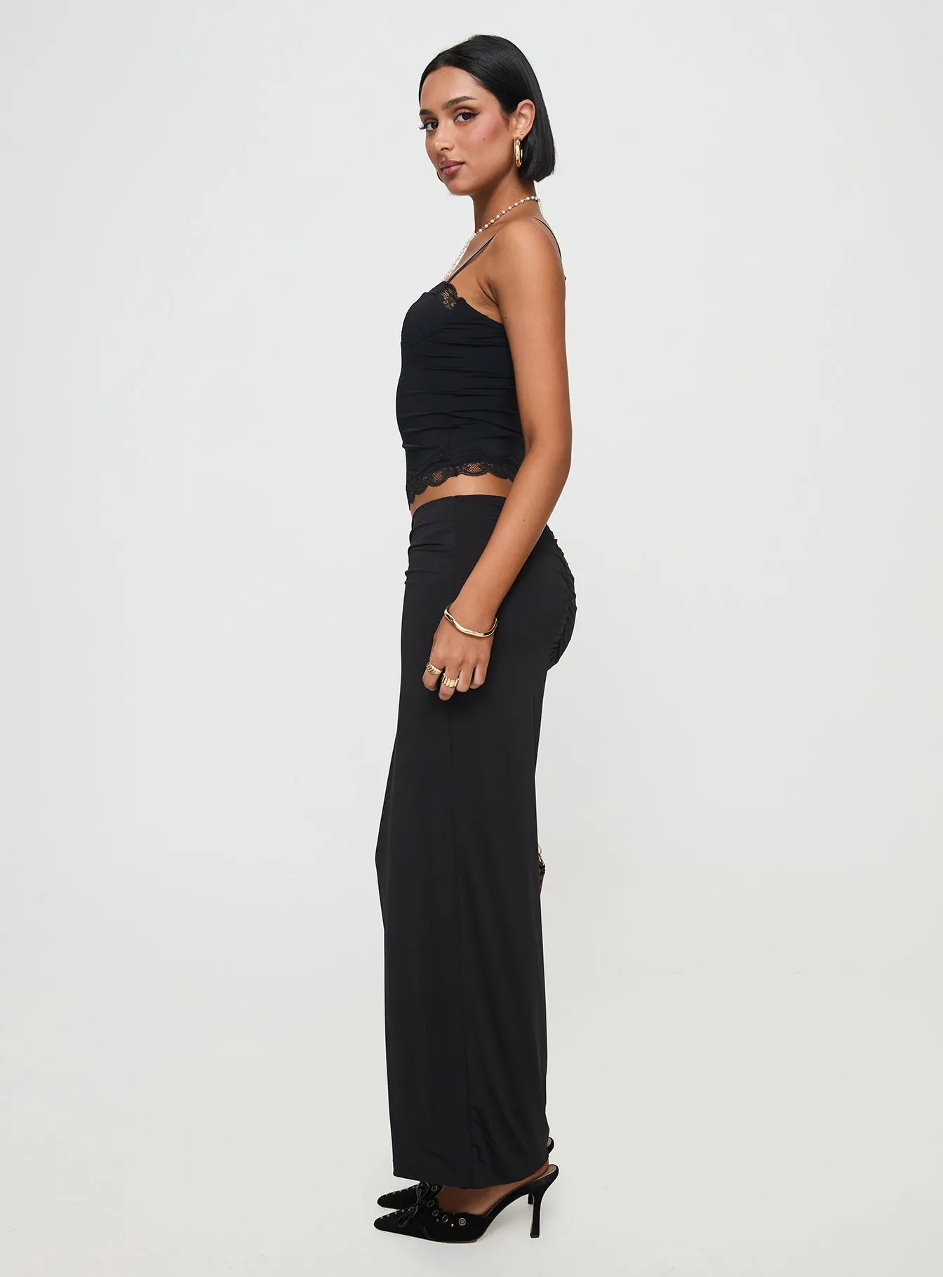 Kalyn Ruched Front Maxi Skirt Black