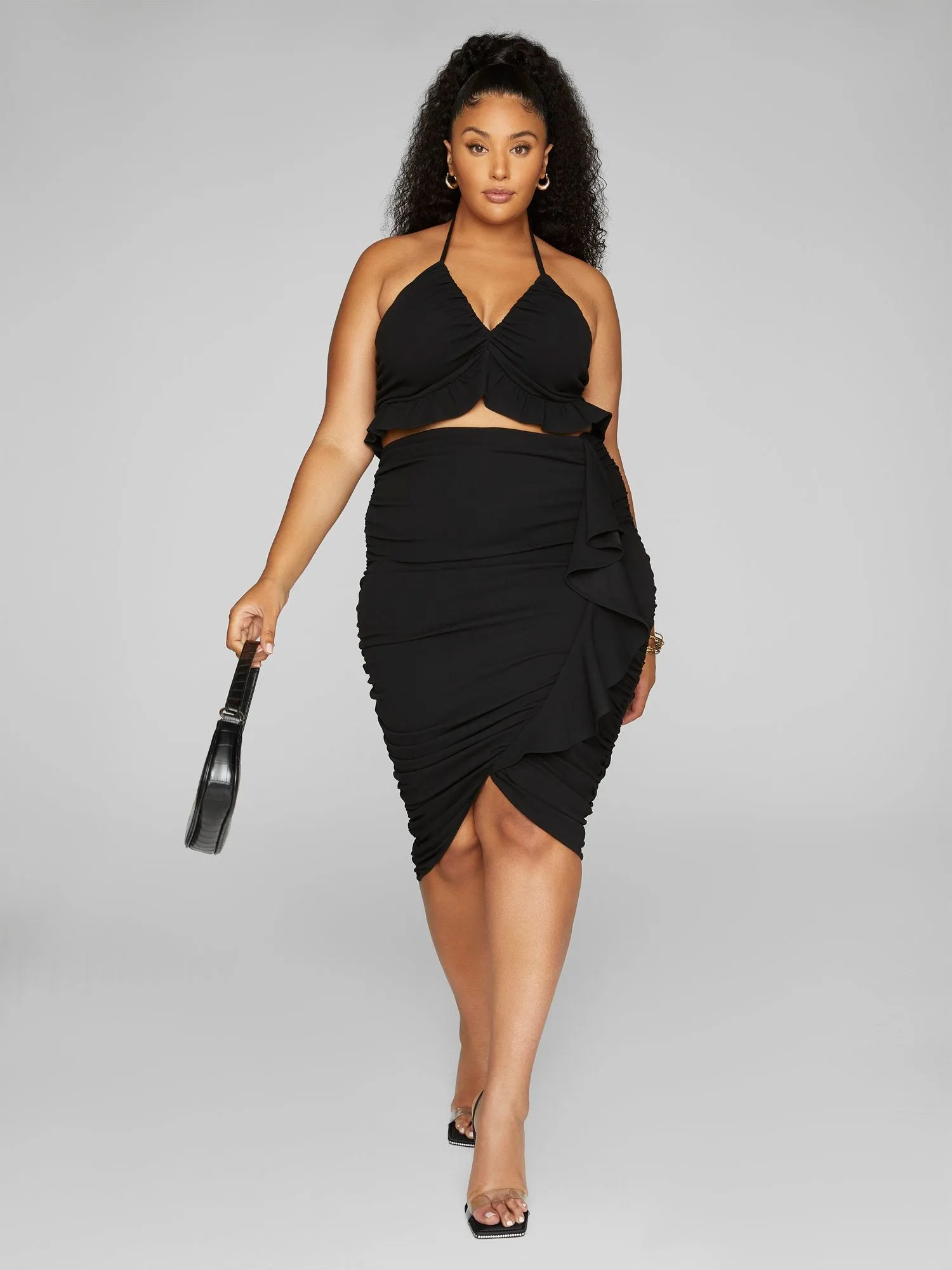 Keilani Ruffle Hem Ruched Skirt