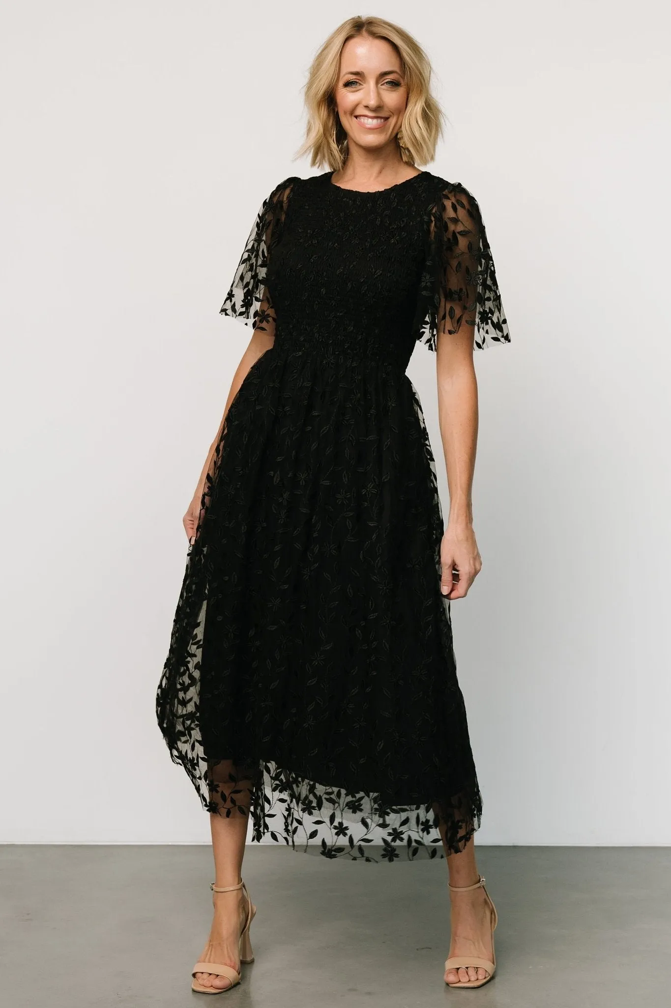 Kendra Embroidered Dress | Black