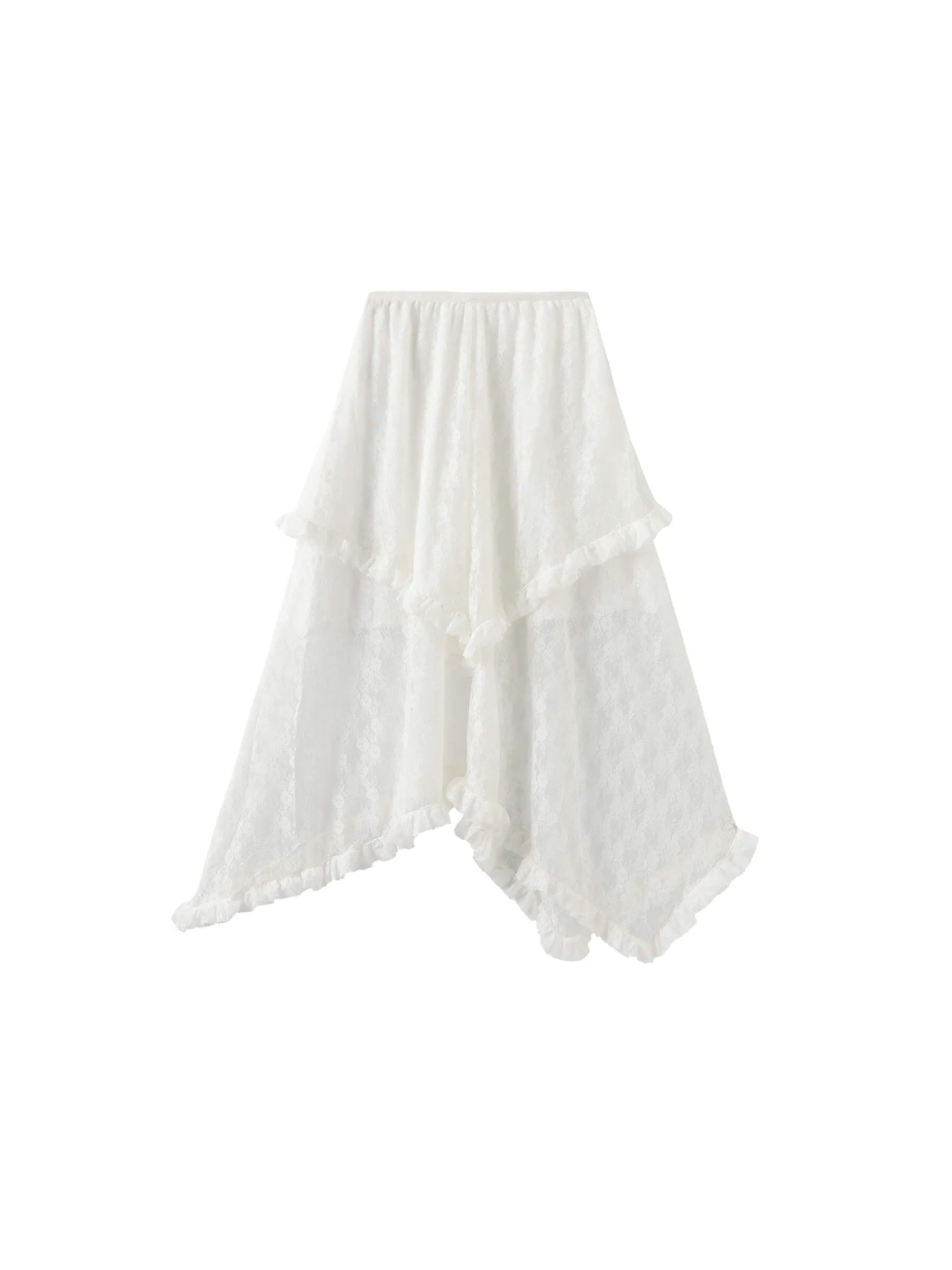 Lace Asymmetrical Layered Maxi Skirt