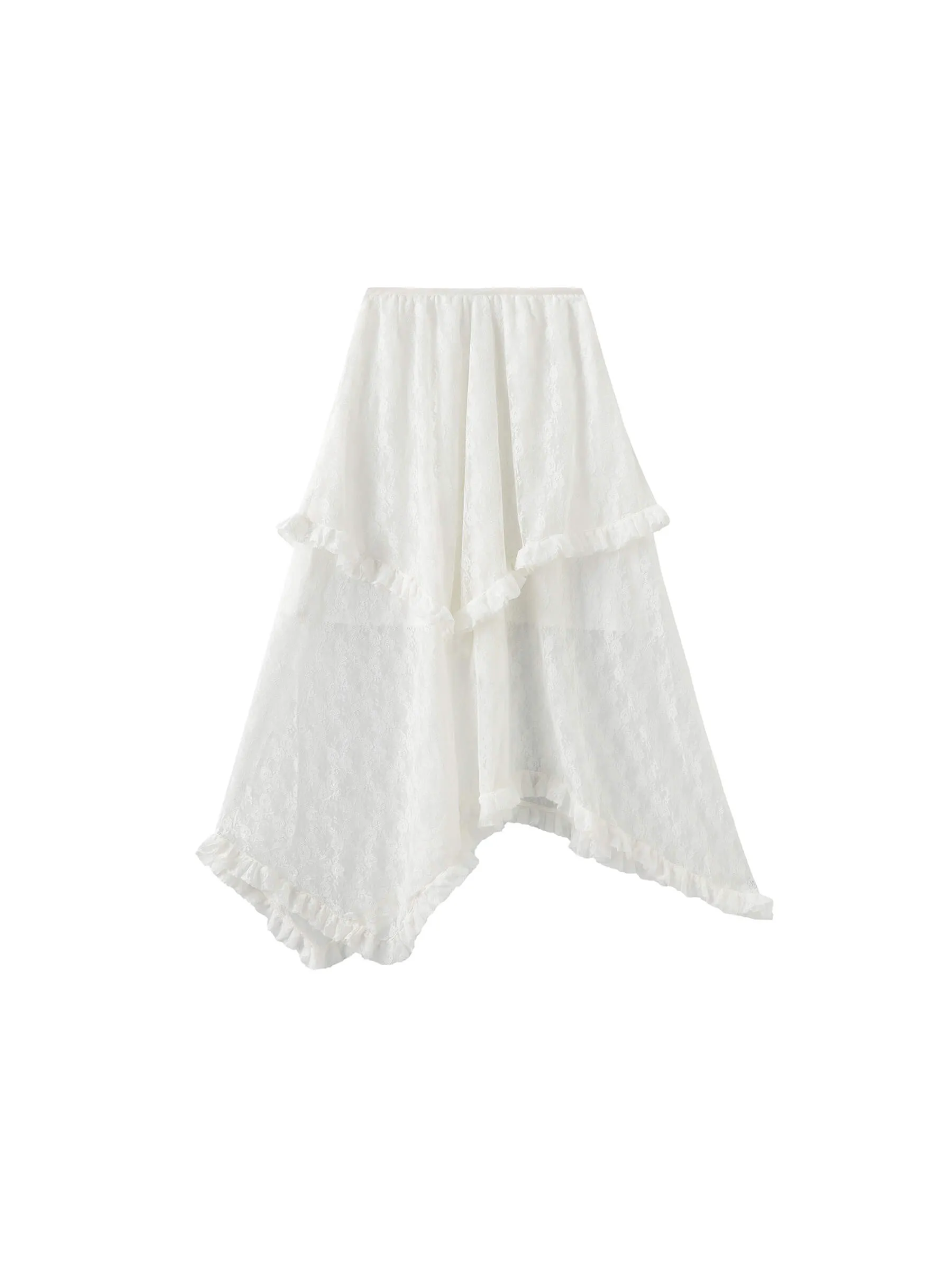 Lace Asymmetrical Layered Maxi Skirt