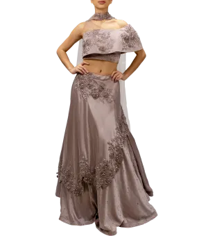 Lavender Off-the-shoulder Lehenga