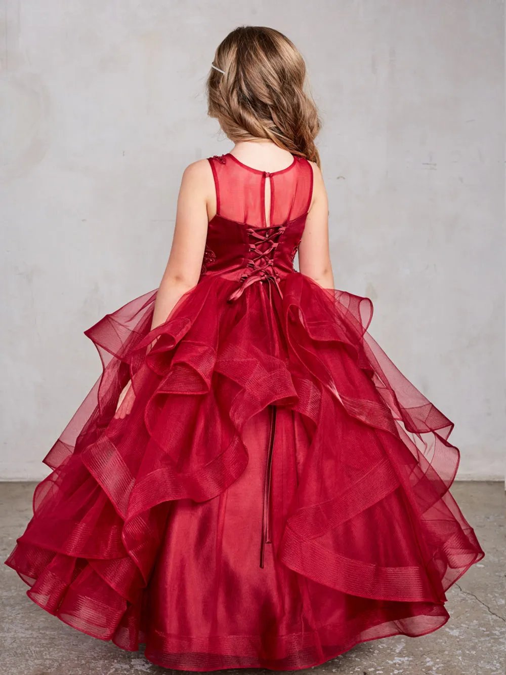 Layered Mesh Skirt Communion Gown 7018