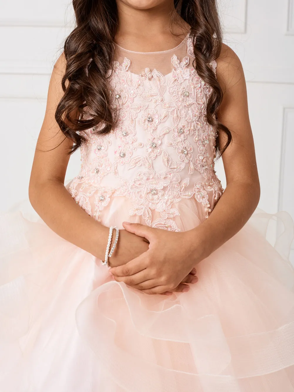 Layered Mesh Skirt Communion Gown 7018