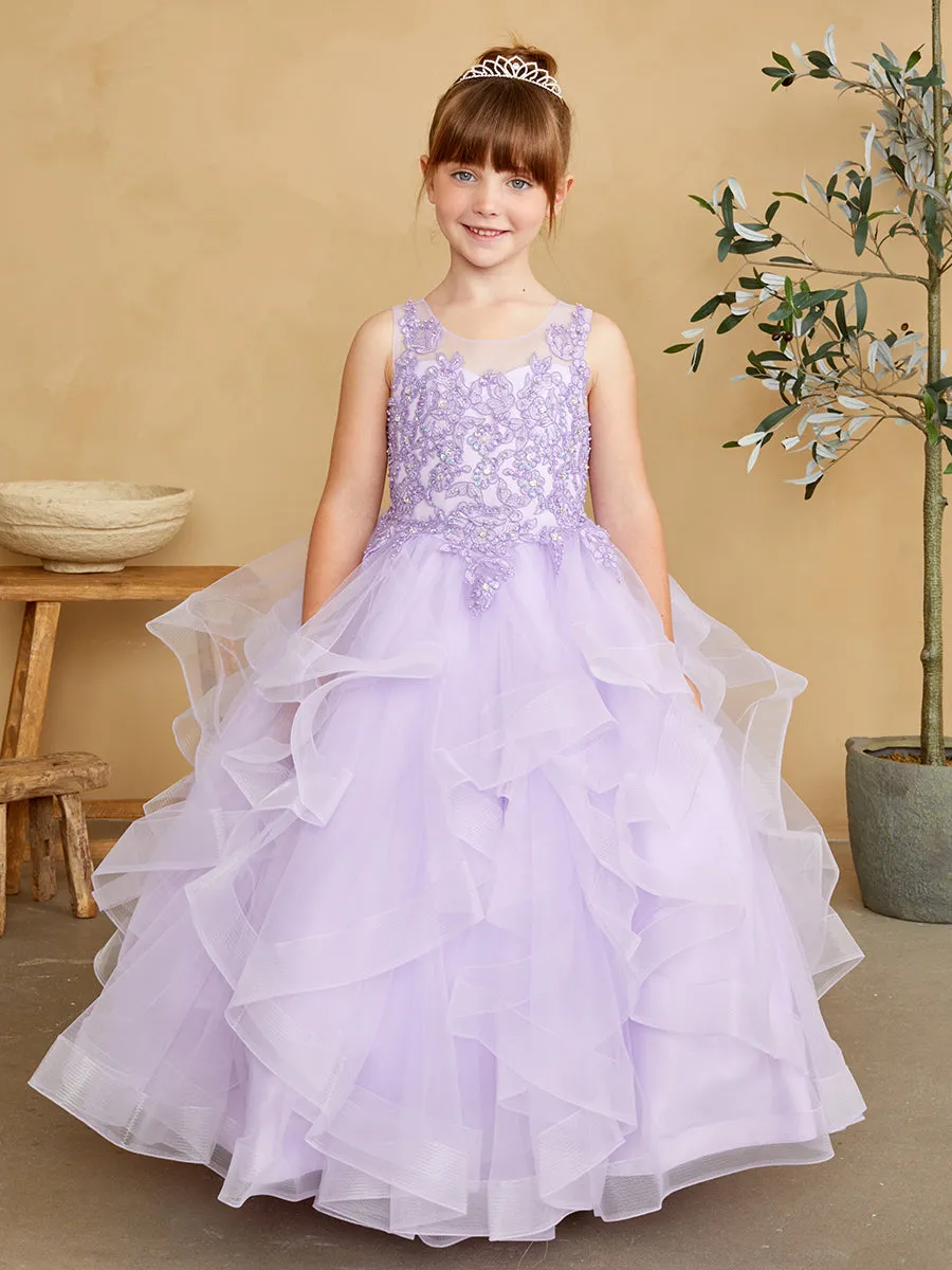 Layered Mesh Skirt Communion Gown 7018