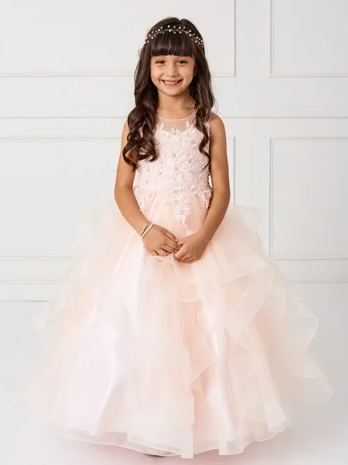 Layered Mesh Skirt Communion Gown 7018