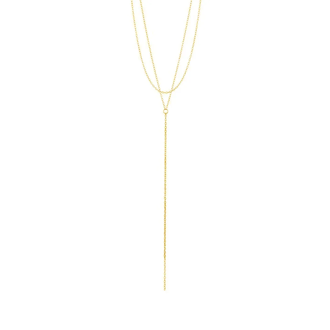 Layered Y Necklace silver gold
