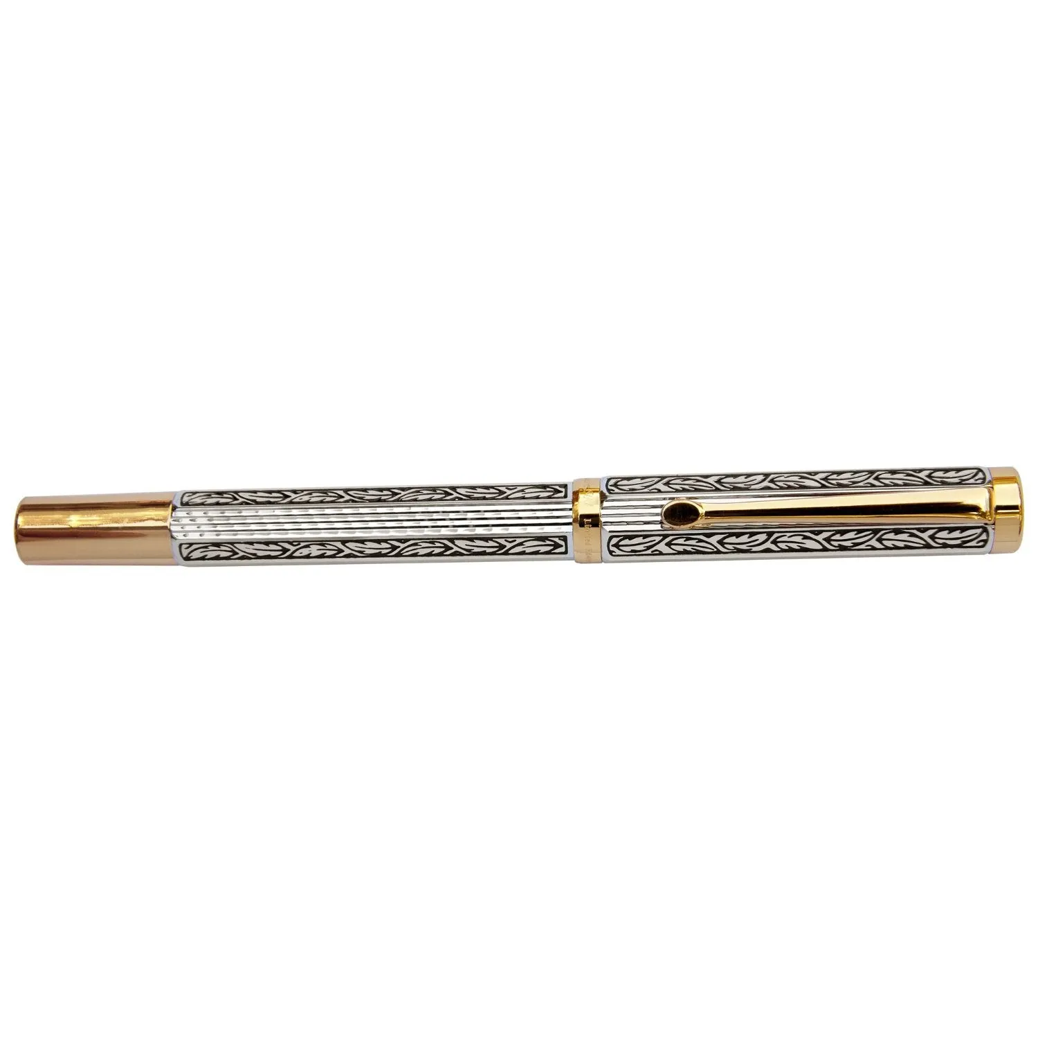 Legionnaire Diamond-Cut Brass Fountain Pen (Medium Nib) - 18K Gold & Platinum Plated