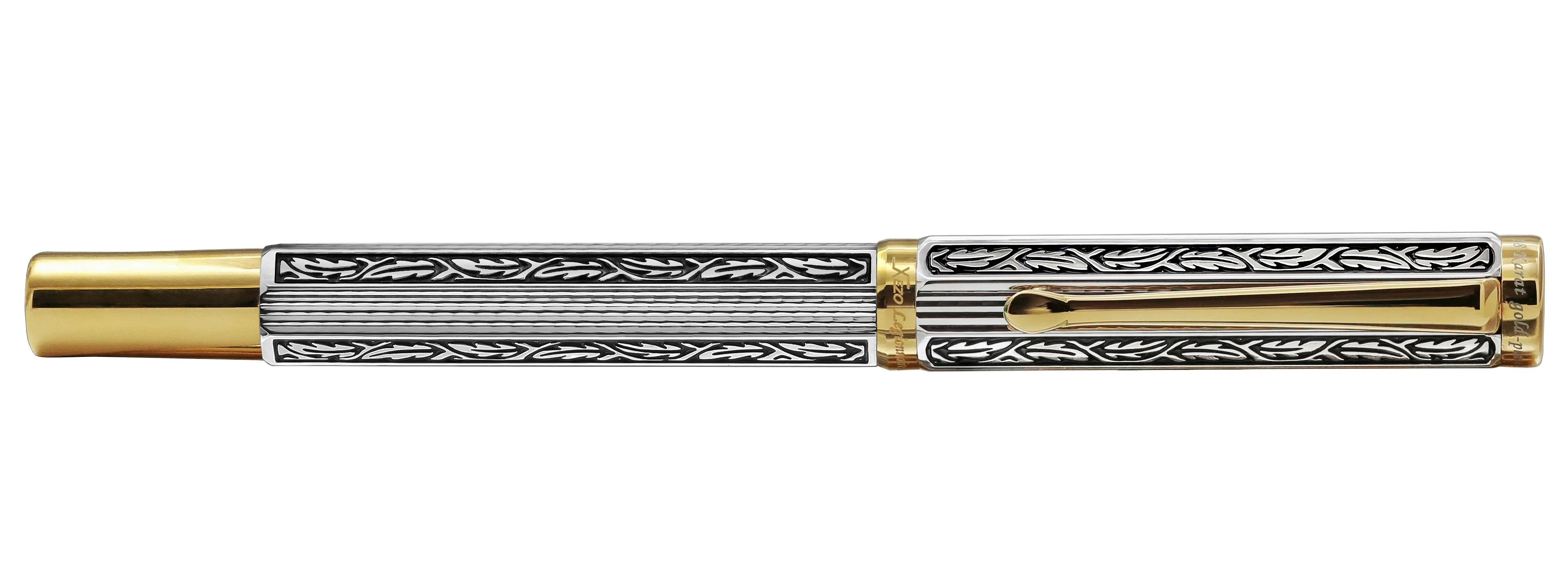 Legionnaire Diamond-Cut Brass Fountain Pen (Medium Nib) - 18K Gold & Platinum Plated