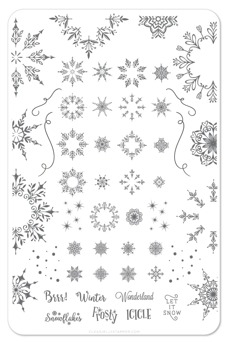 Let it Snow (CjSC-18)  - Steel Nail Art Stamping Plate