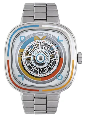 Limited Edition SEVENFRIDAY T-Series Bauhaus Inspired Automatic Stainless Steel White Skeleton Dial Mens Watch T1/08
