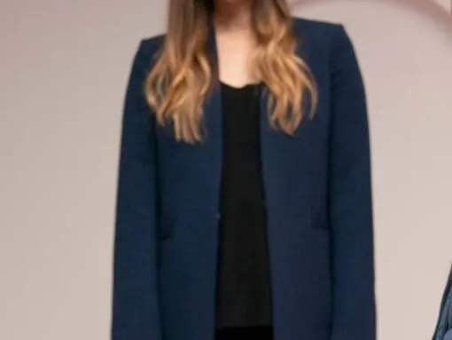 M3GAN Allison Williams Blue Wool Mid-Length Coat