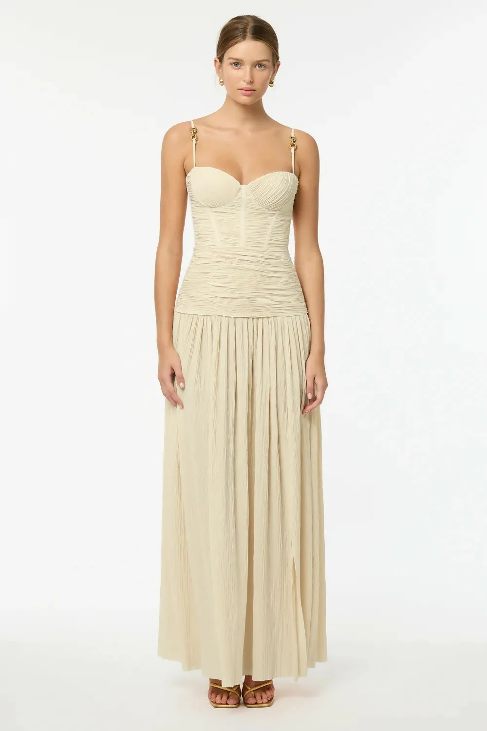Manning Cartell Double Time Pleat Maxi Dress in Nougat Size 10