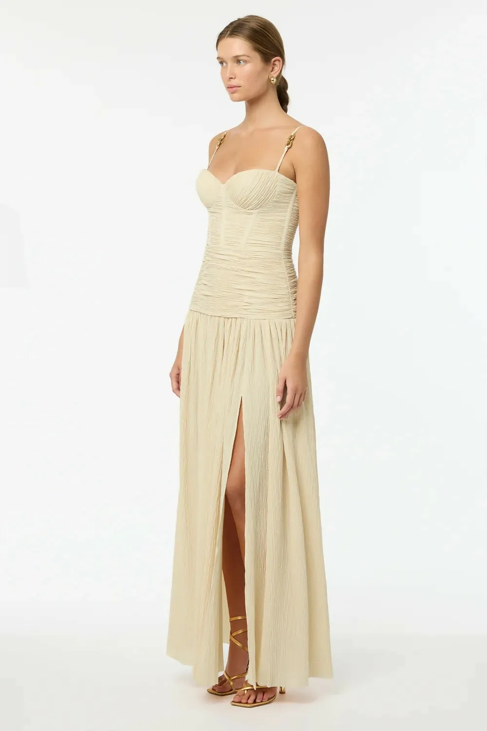 Manning Cartell Double Time Pleat Maxi Dress in Nougat Size 10