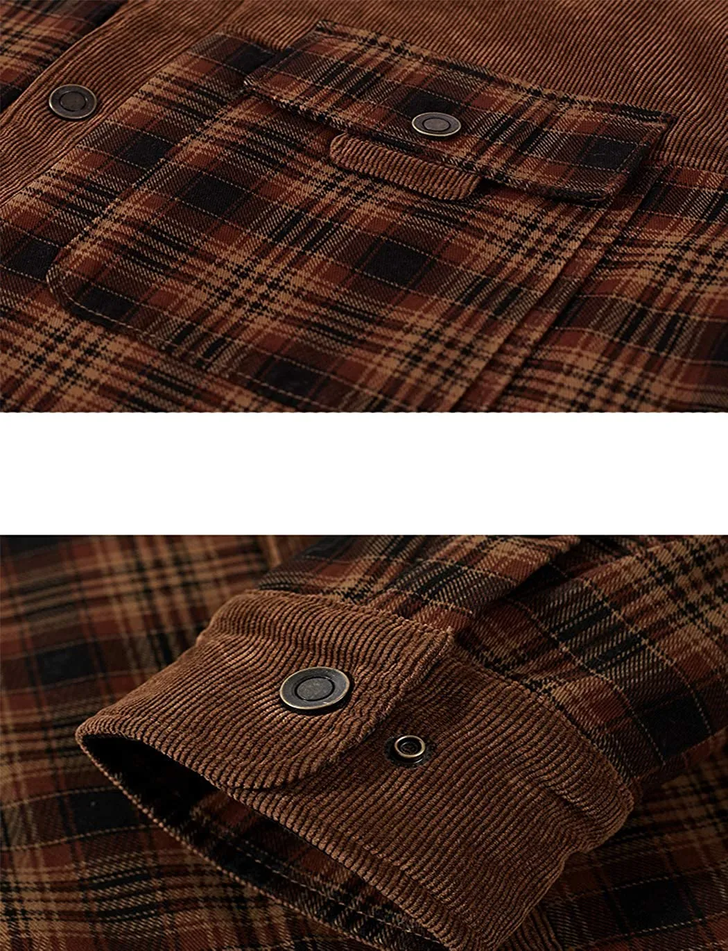 Men's Long Sleeve Sherpa Lined Shirt Jacket Flannel Plaid Fleece Coats
