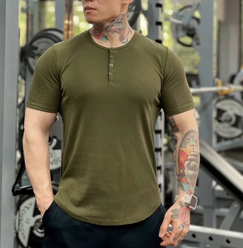 Men's  Long-Sleeved  T-Shirts Henley Shirt