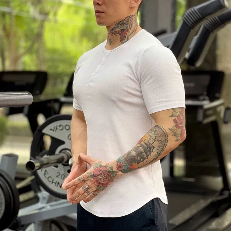 Men's  Long-Sleeved  T-Shirts Henley Shirt