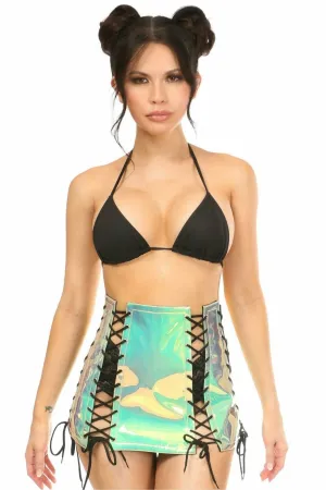 Mint Hologram Lace-Up Skirt