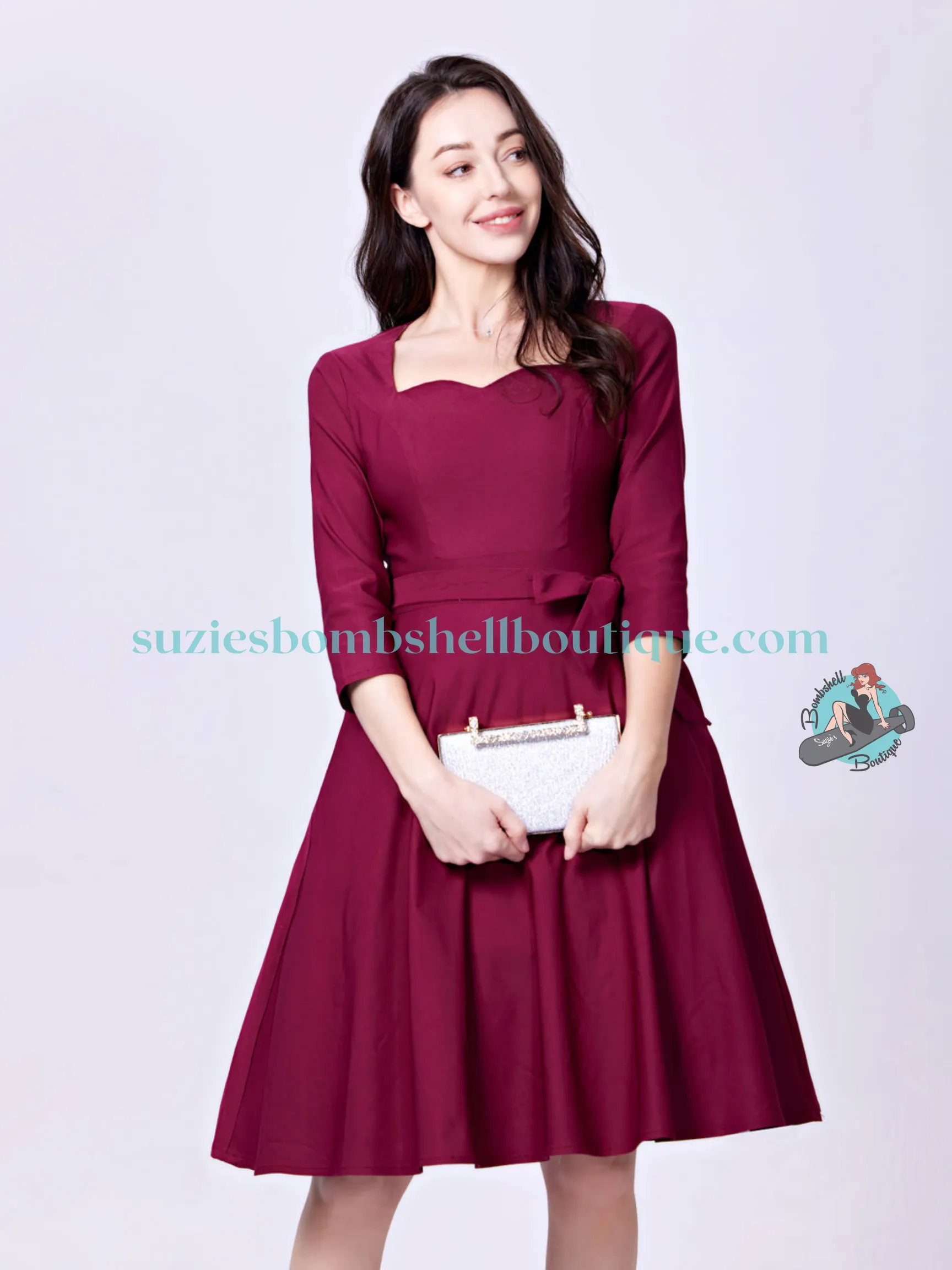 Miss Lulo Mira Swing Dress - Wine