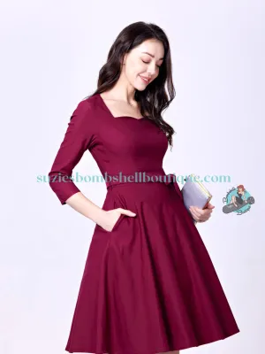 Miss Lulo Mira Swing Dress - Wine