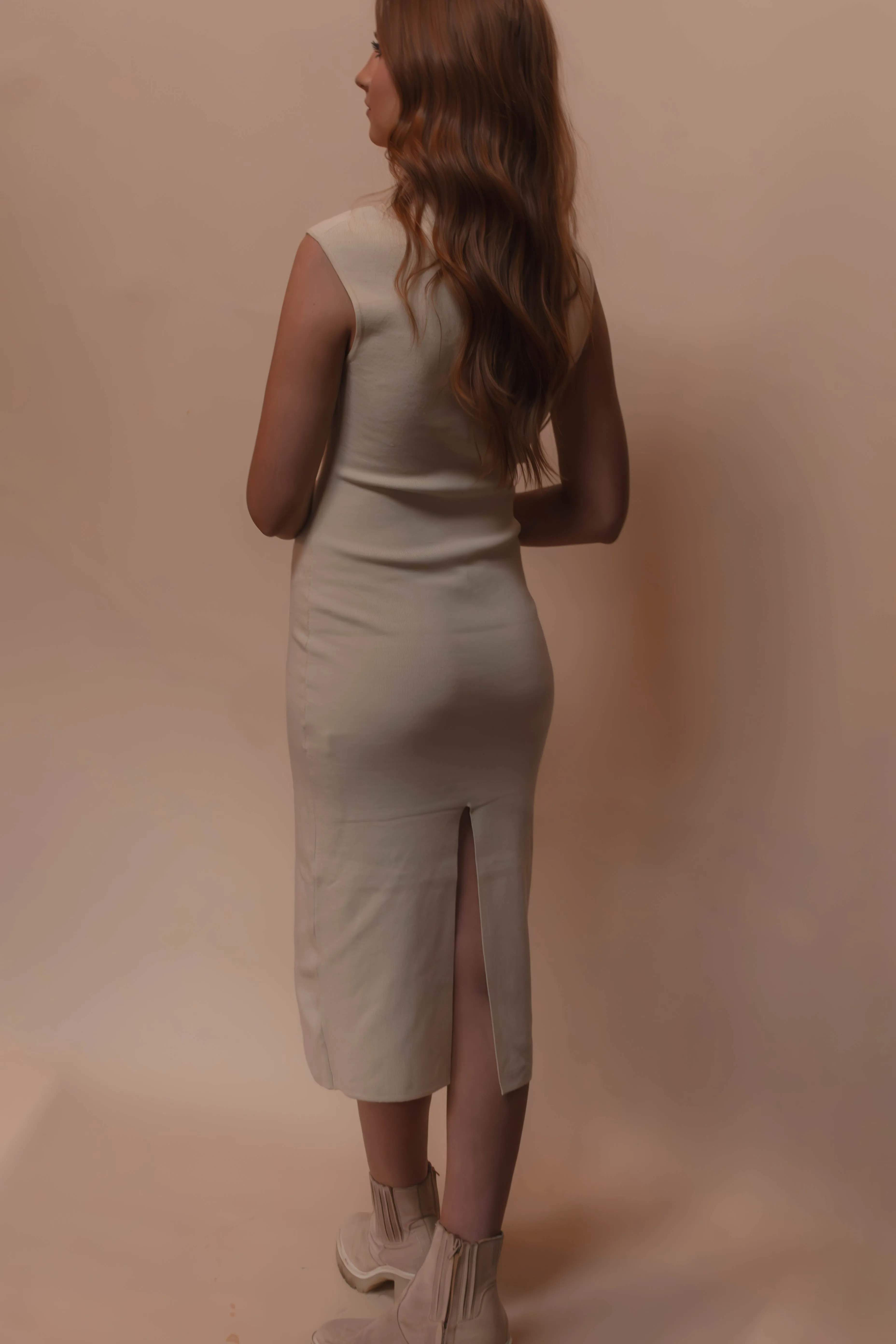 mock neck midi dress