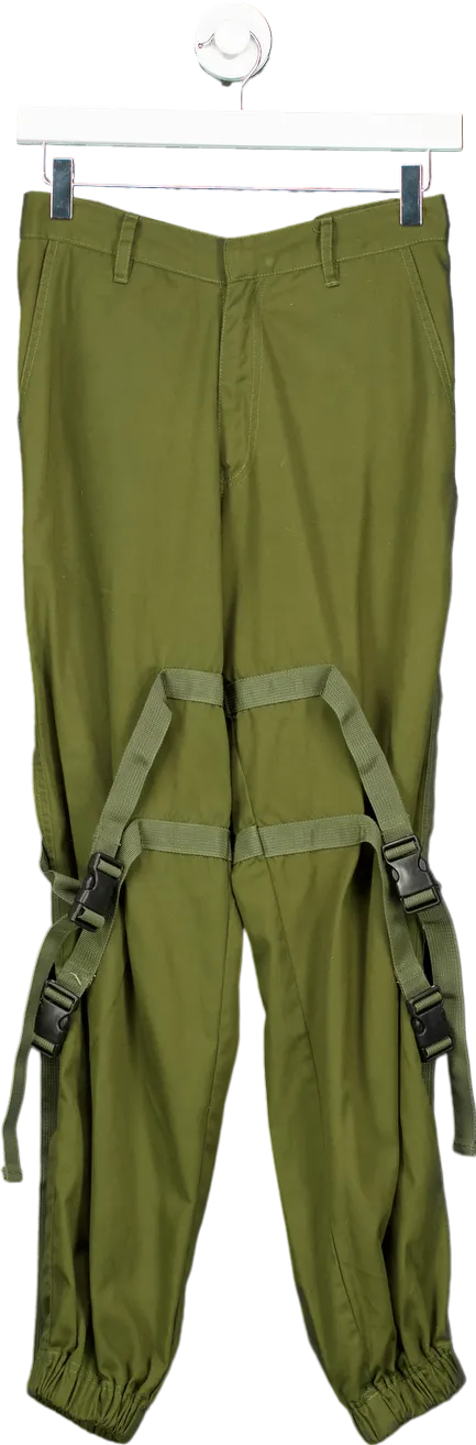 Motel Olive Green Strapped Cargo Trousers UK XS