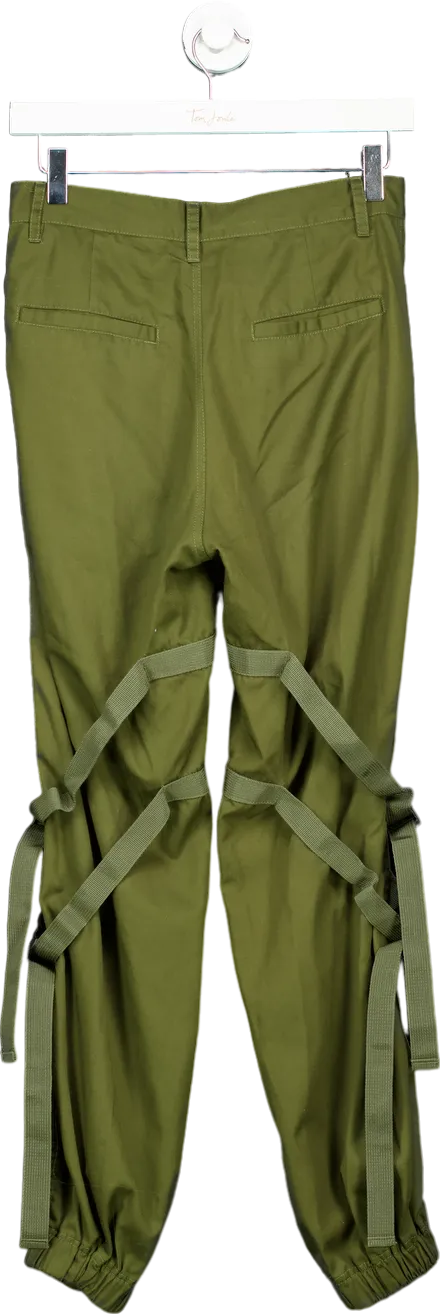 Motel Olive Green Strapped Cargo Trousers UK XS
