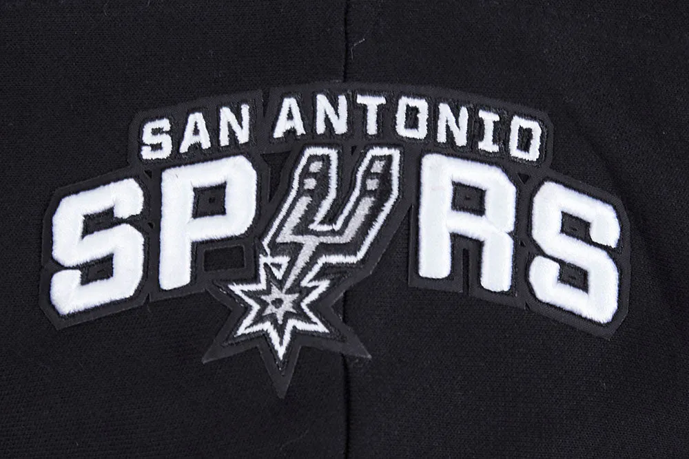 NBA SAN ANTONIO SPURS SCRIPT TAIL WOMEN'S RIB FLC CROPPED PO HOODIE (BLACK/GRAY)