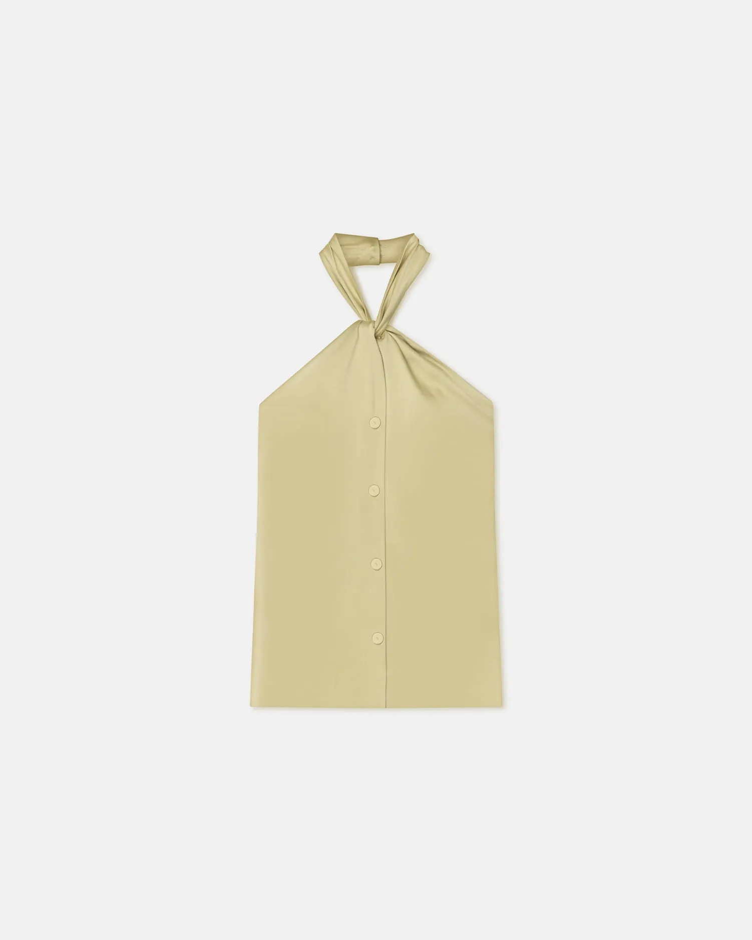 Neline - Draped Slip Satin Top - Lime Yellow