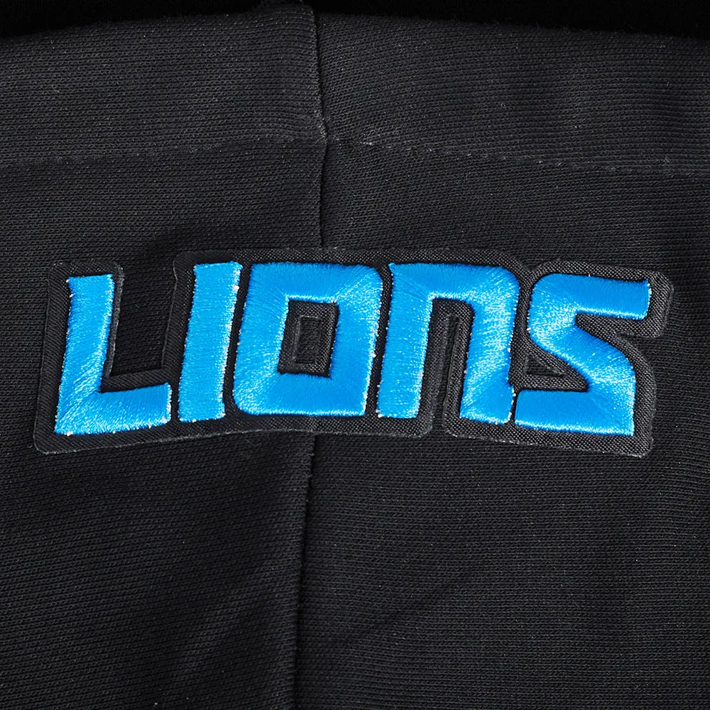 NFL DETROIT LIONS SCRIPT TAIL WOMEN'S RIB FLC CROPPED PO HOODIE (BLACK)