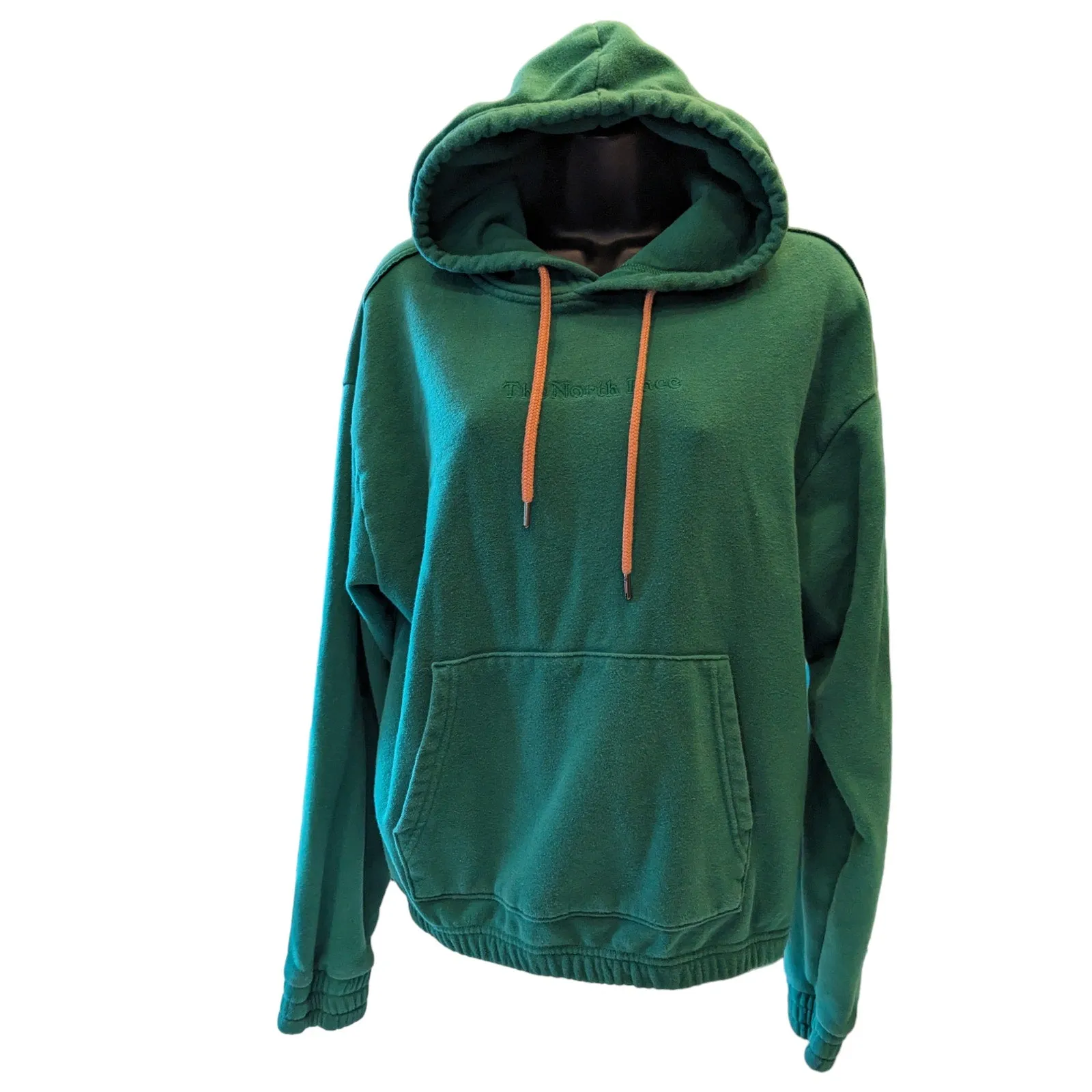 North Face Hoodie Womens Small Green Sweatshirt Pullover Kangaroo Pockets Sporty